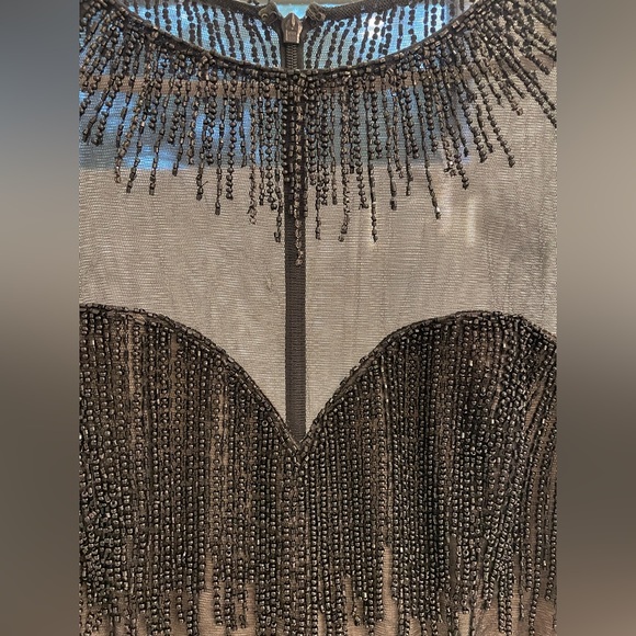 Basix Black Label Embellished Tulle Cap-Sleeve Black Ball Gown - Picture 4 of 10